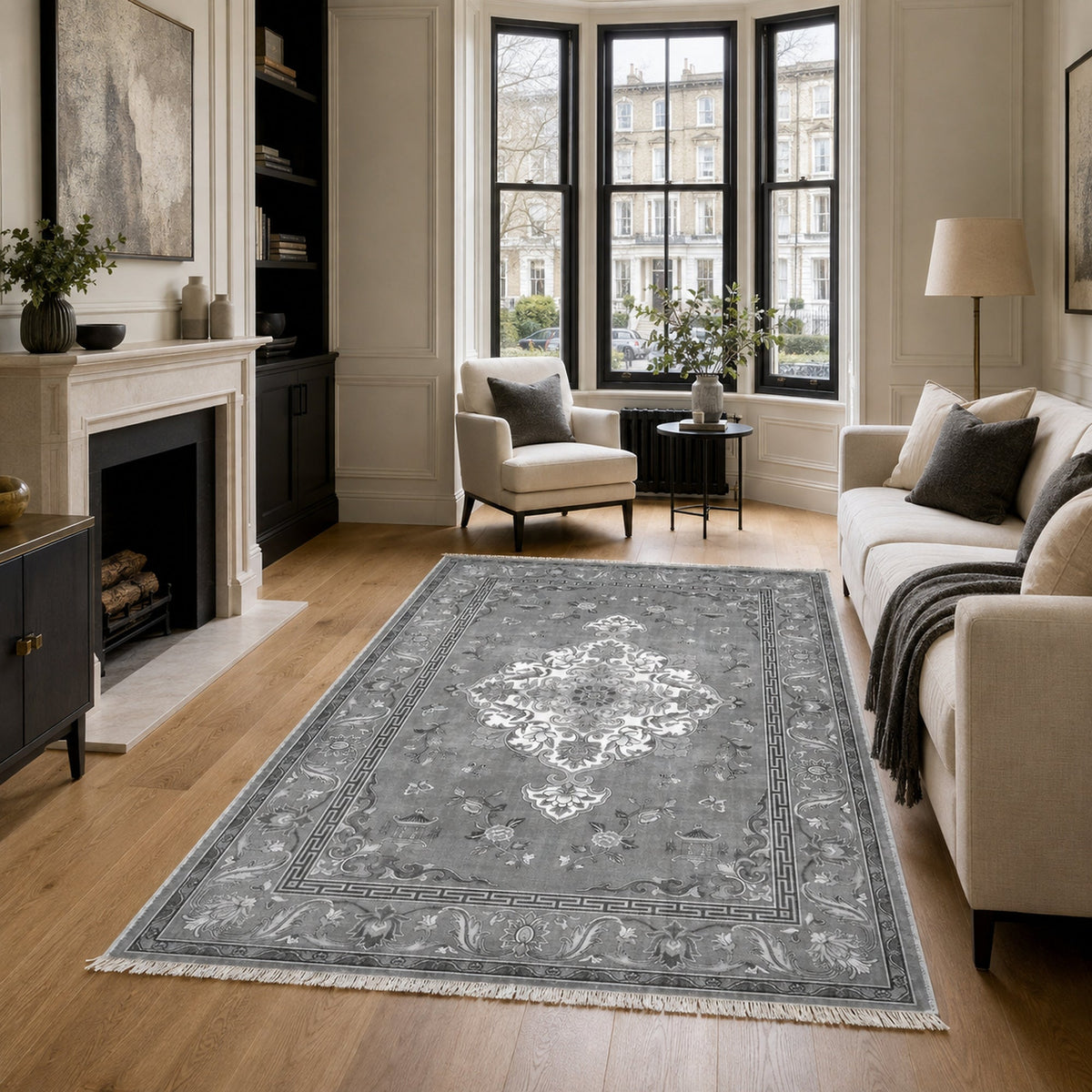 Contemporary Floral Grey Traditional Washable Rug – Netline Home guide