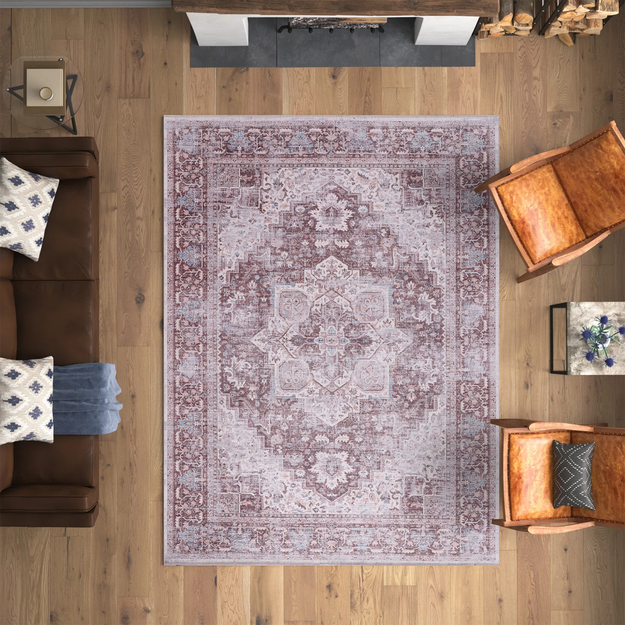 Evening Patina Soft Pink Vintage Washable Rug – Netline Home guide