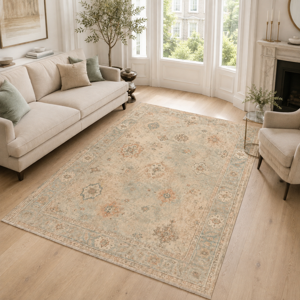Rich Medallion Off White Traditional Washable Rug – Netline Home guide