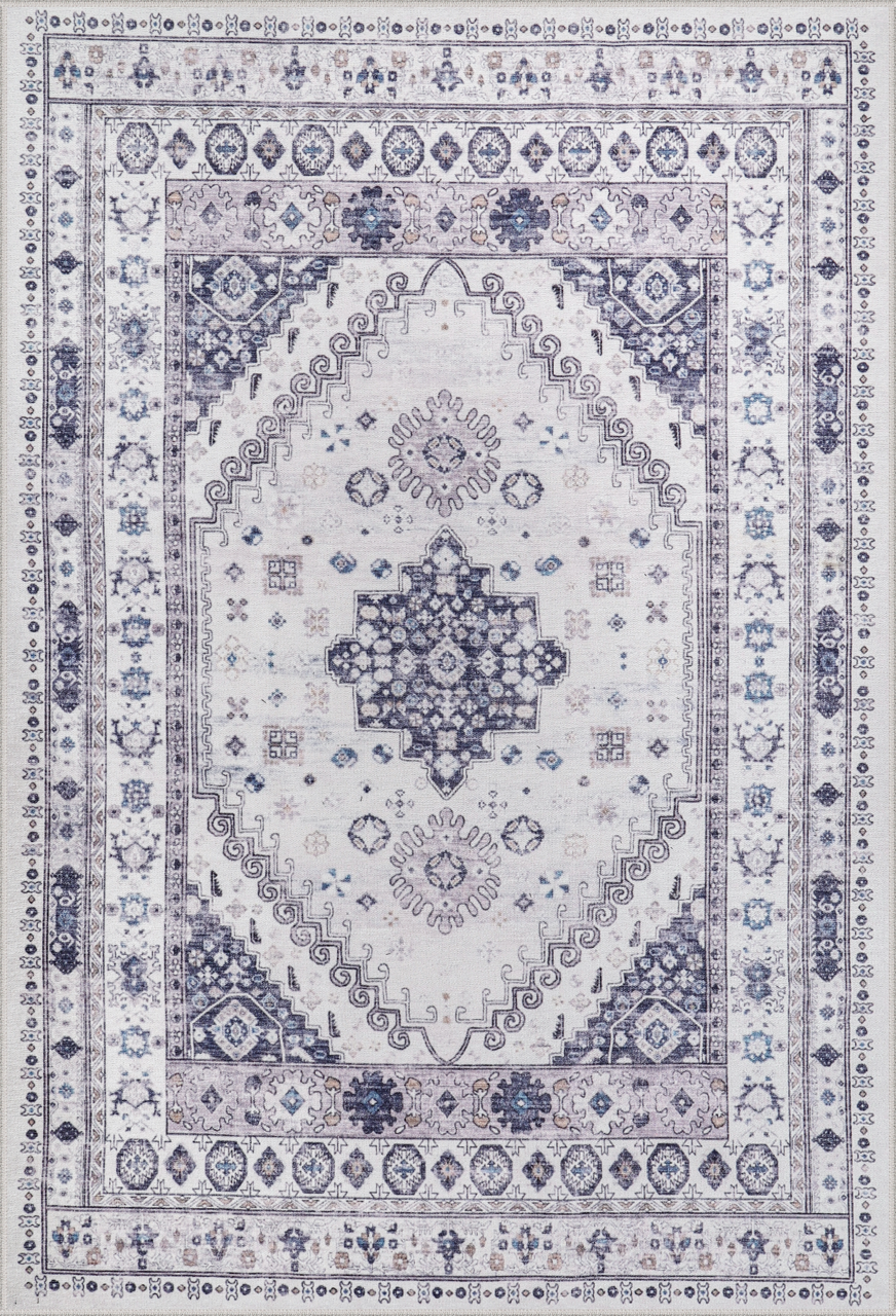 Beige Floral Washable Rug KELIM2001