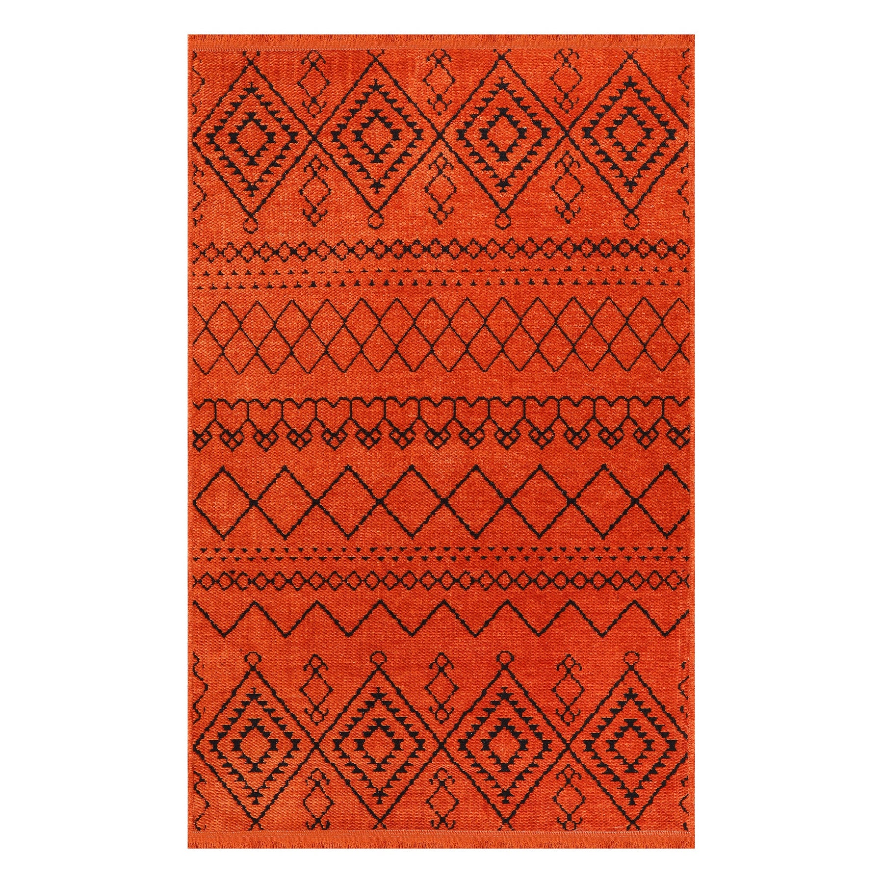 Machine washable orange chenille rug from Netline Home, soft and plush with a cozy textured surface.
