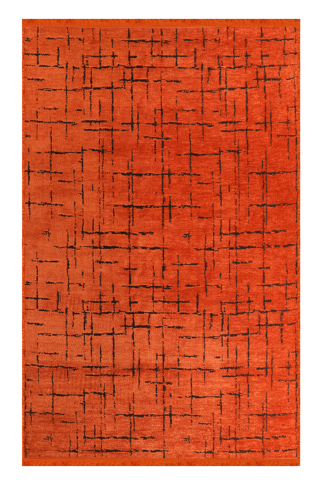 Orange machine washable chenille rug from Netline Home, soft and plush, ideal for easy cleaning and comfortable home decor.