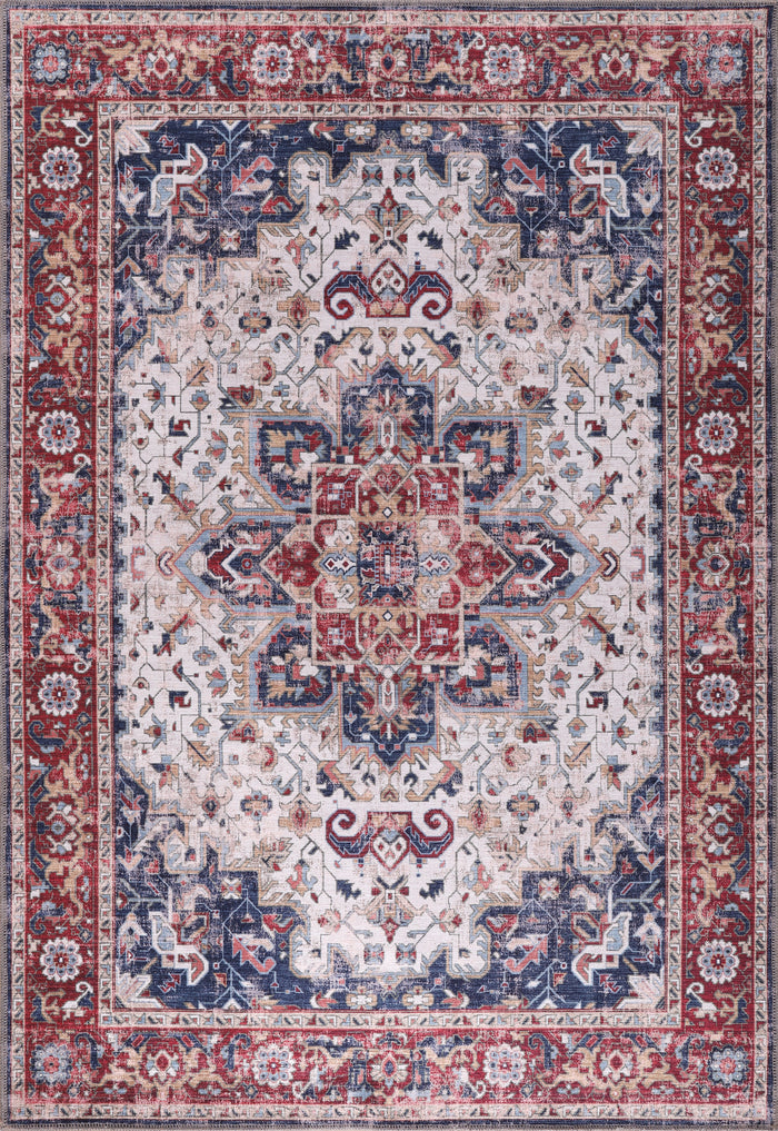 Tapis persan Heriz lavable en machine Netline Home Rugs Depot NH1323 | Tapis oriental traditionnel à médaillon pour salon, chambre et salle à manger shown in an illustrative room