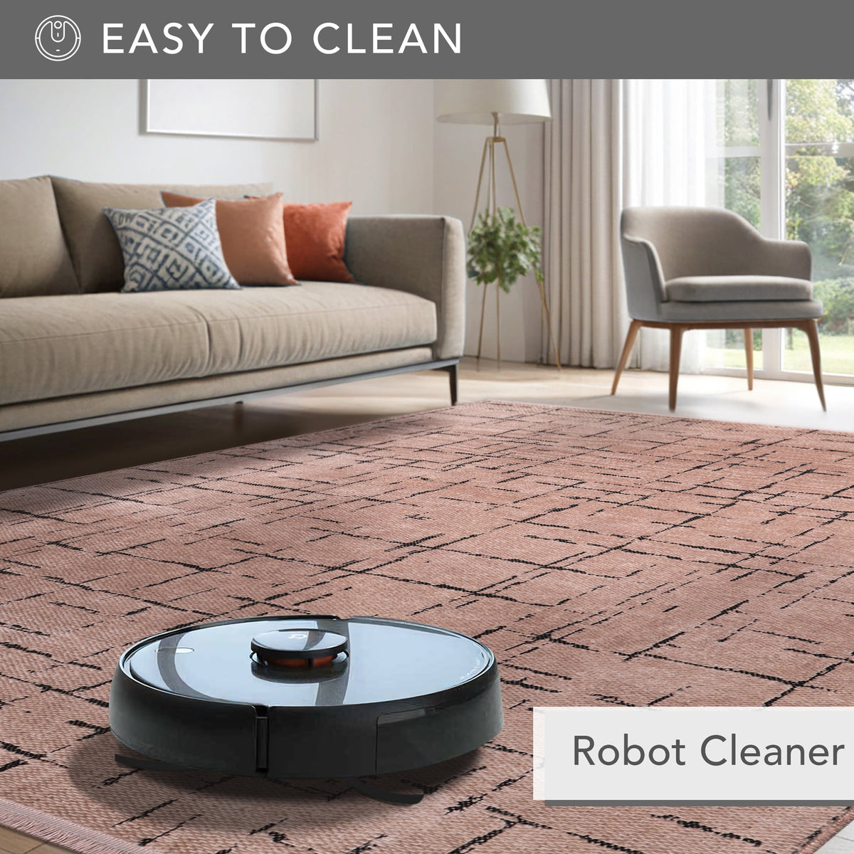 Brown machine washable chenille rug from Netline Home, showcasing its soft texture and durable, easy-care design.