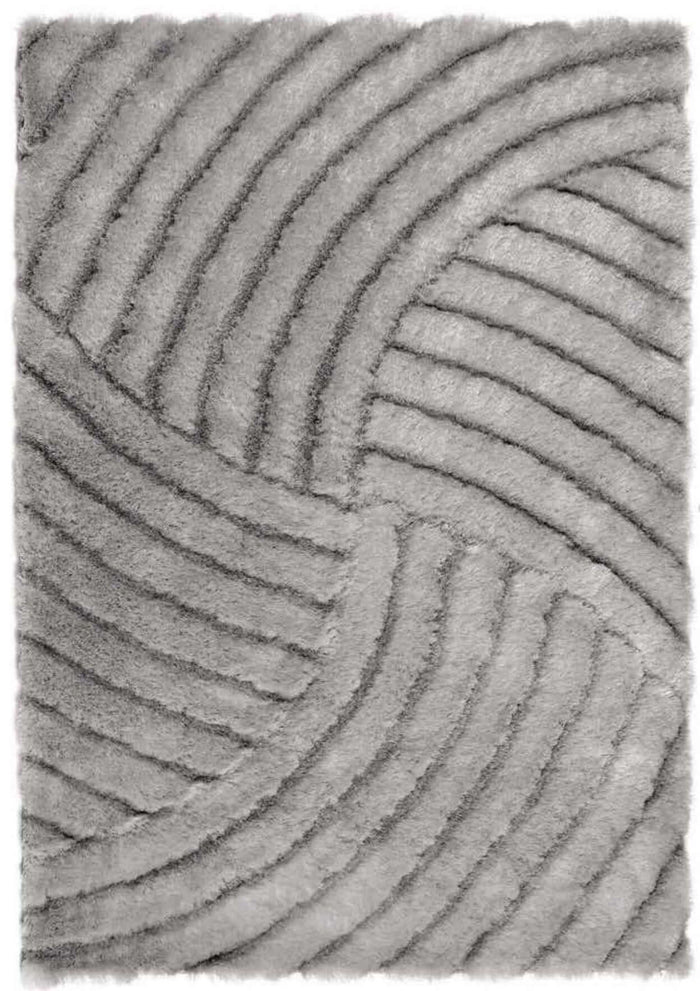 Dallas Silver Grey Shaggy Rug shown in an illustrative room