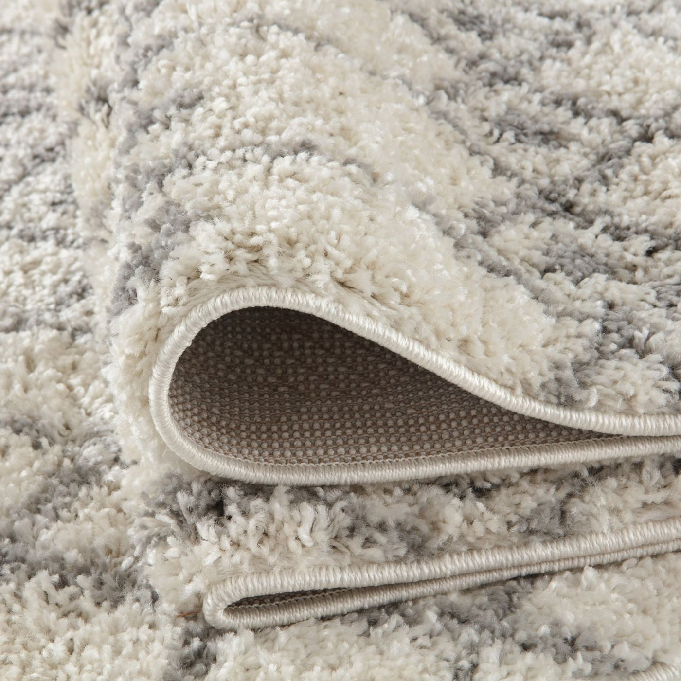 Moroccan Ivory Grey Shaggy Rug – 1000