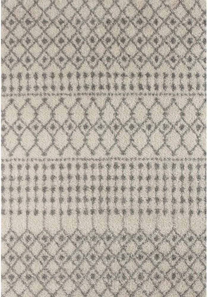 Moroccan Ivory Grey Shaggy Rug – 1000 shown in an illustrative room