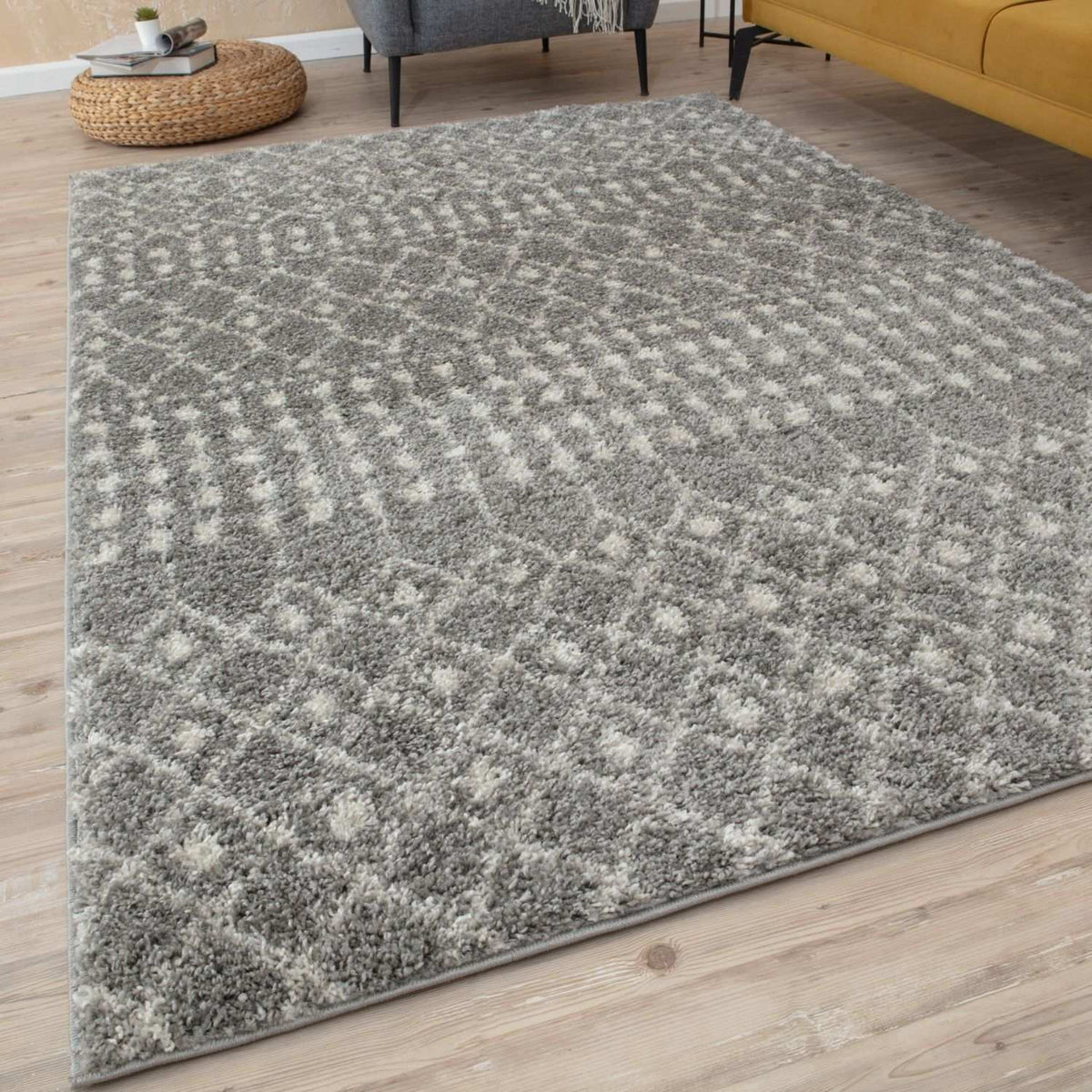 Moroccan Grey Shaggy Rug – 1010