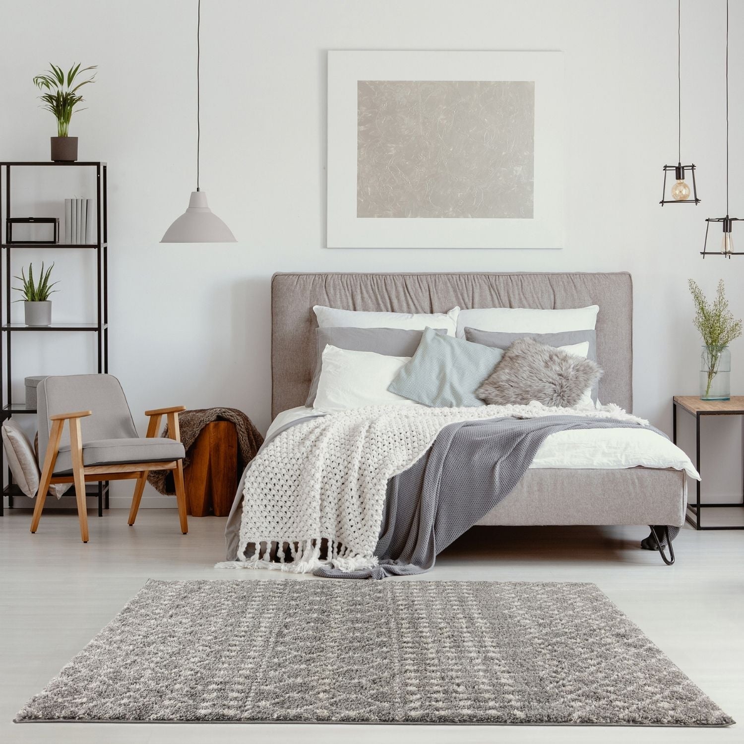 Moroccan Grey Shaggy Rug – 1010