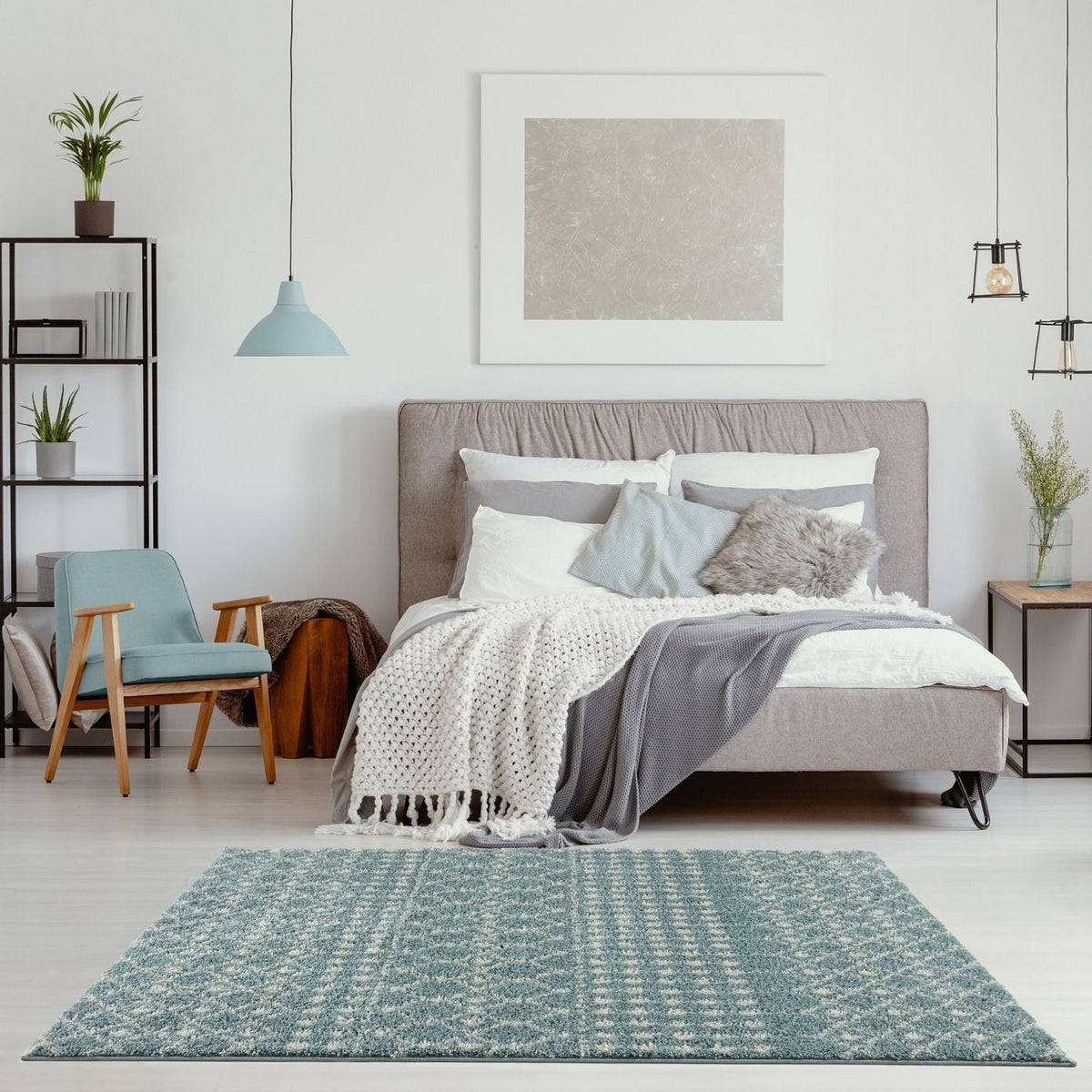 Moroccan Duck Egg Blue Shaggy Rug – 1050