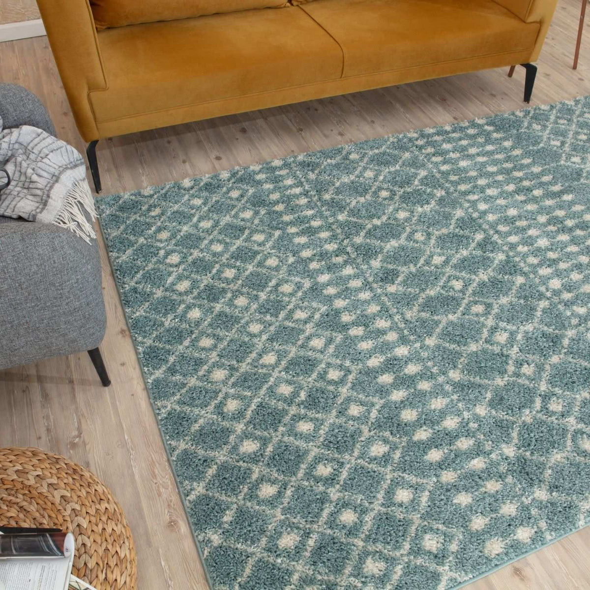 Moroccan Duck Egg Blue Shaggy Rug – 1050