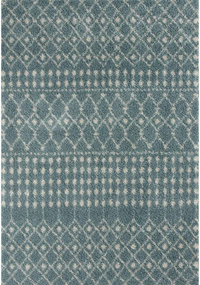 Moroccan Duck Egg Blue Shaggy Rug – 1050 shown in an illustrative room