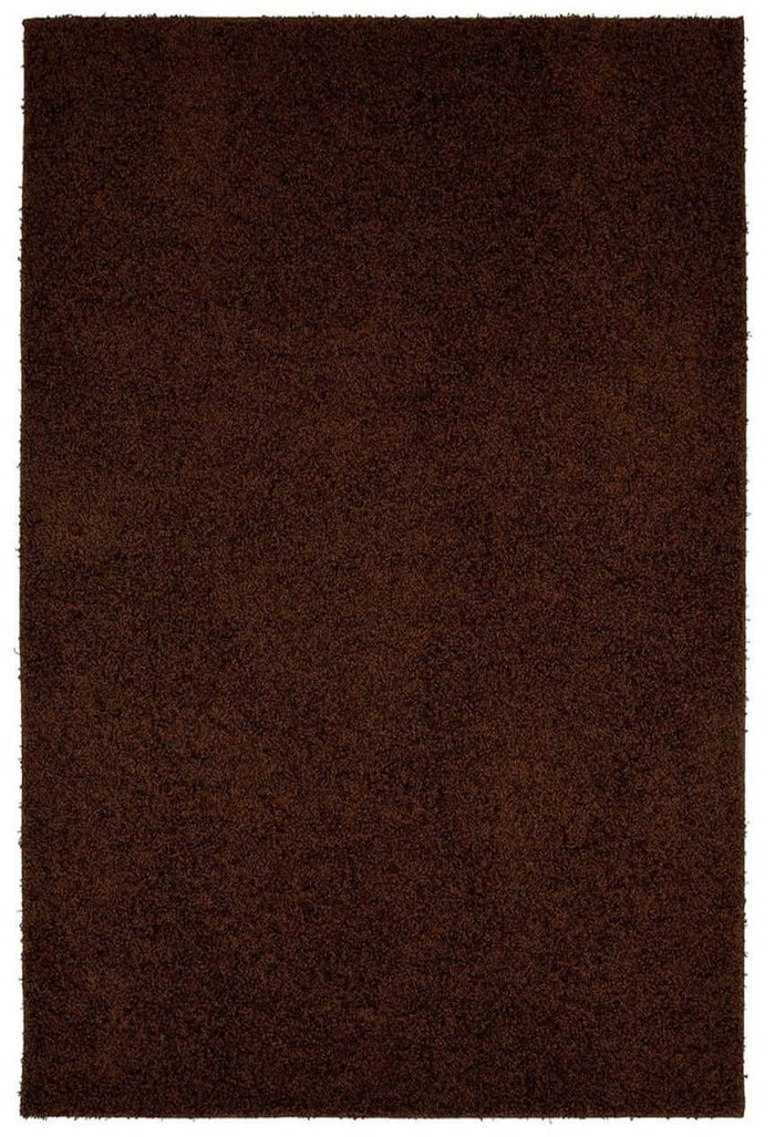 Fiji Chocolate Brown Washable Solid Shaggy Rug shown in an illustrative room