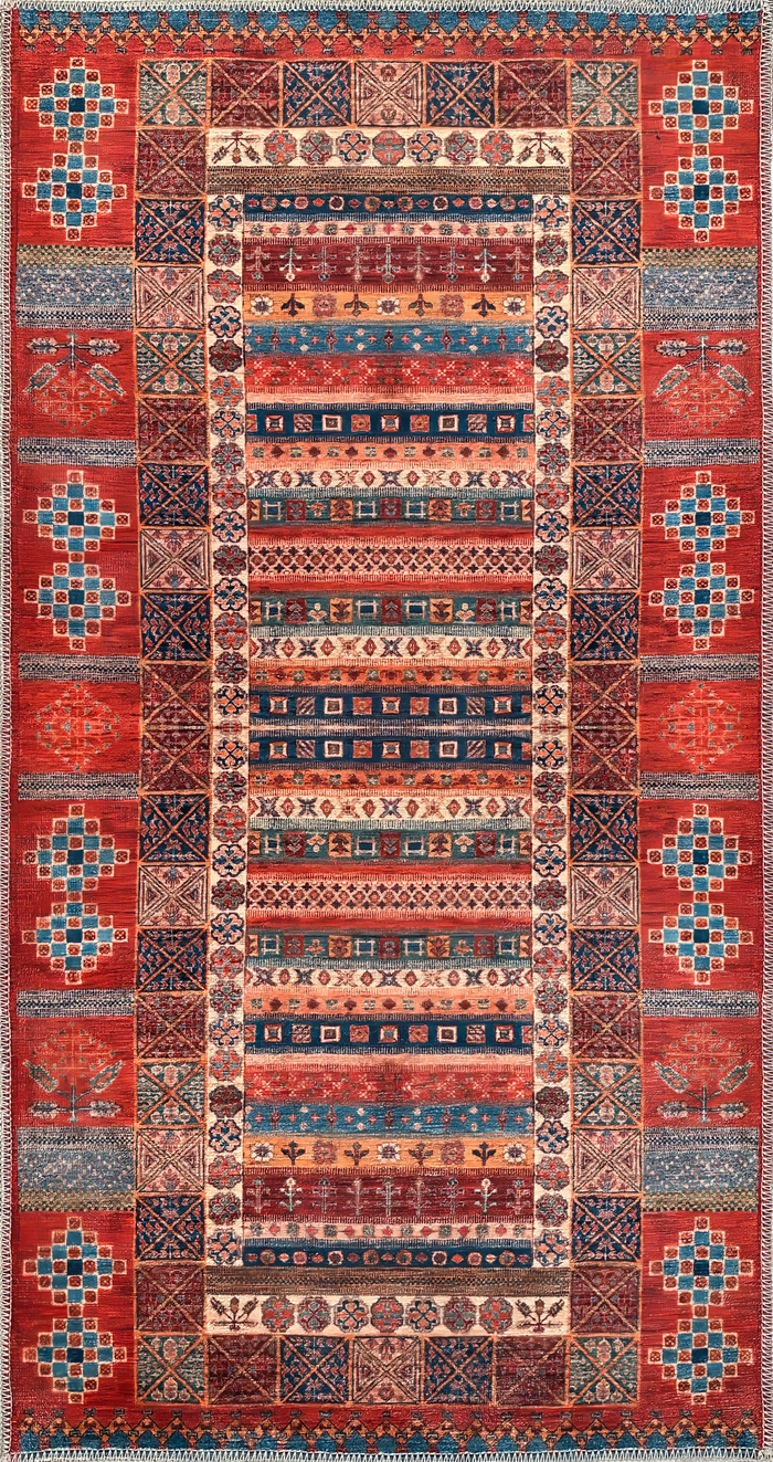 NH1316 Multi-colour Traditional Washable Rug shown in an illustrative room
