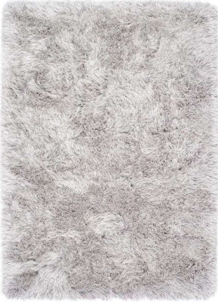 Extravagance Silver Grey Shaggy Rug shown in an illustrative room