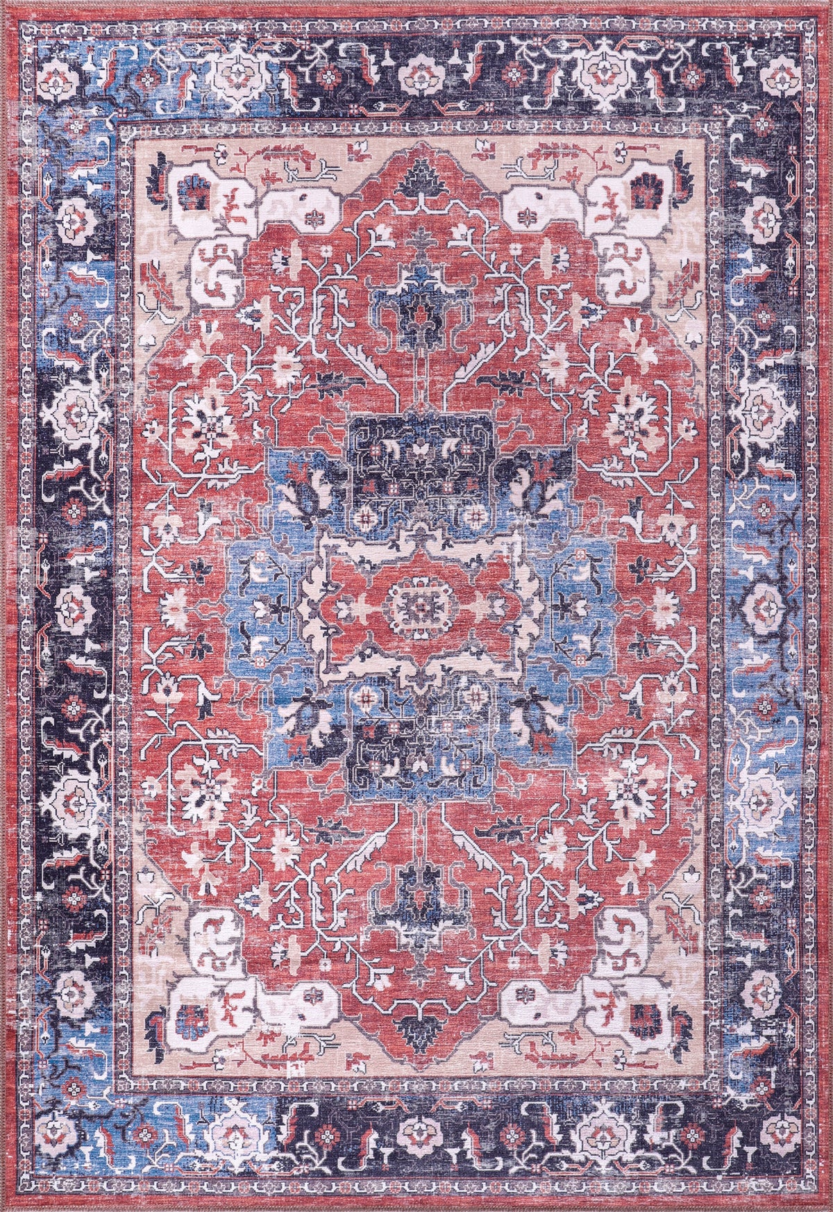 Multicolor tribal medallion washable rug by Netline Home featuring vibrant geometric patterns in 2023 design.