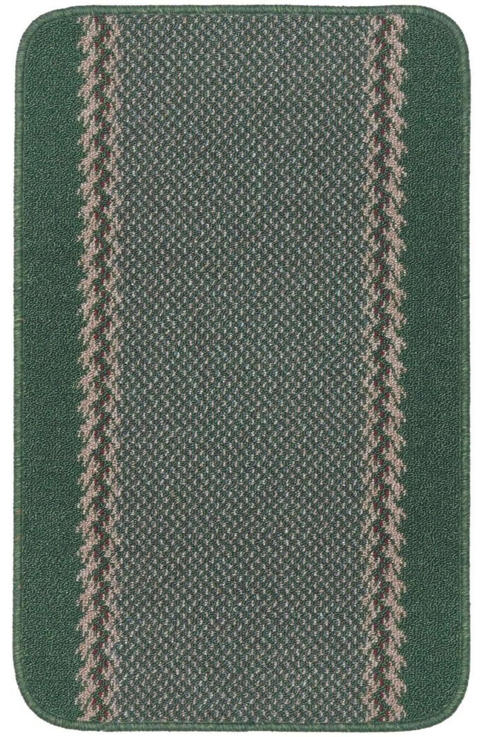 Washable Designer Bordered Green Rug – 116Gr shown in an illustrative room
