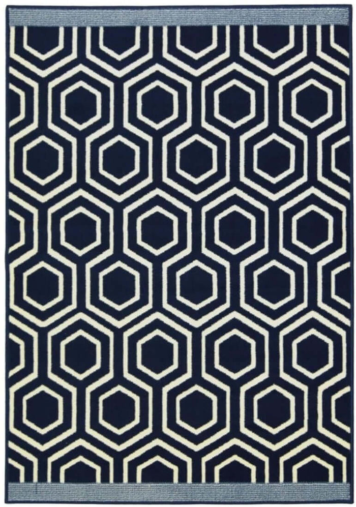 Maestro Honeycomb Navy Rug – 3035 X011 shown in an illustrative room