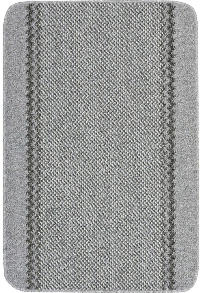Washable Designer Bordered Grey Rug – 116G shown in an illustrative room