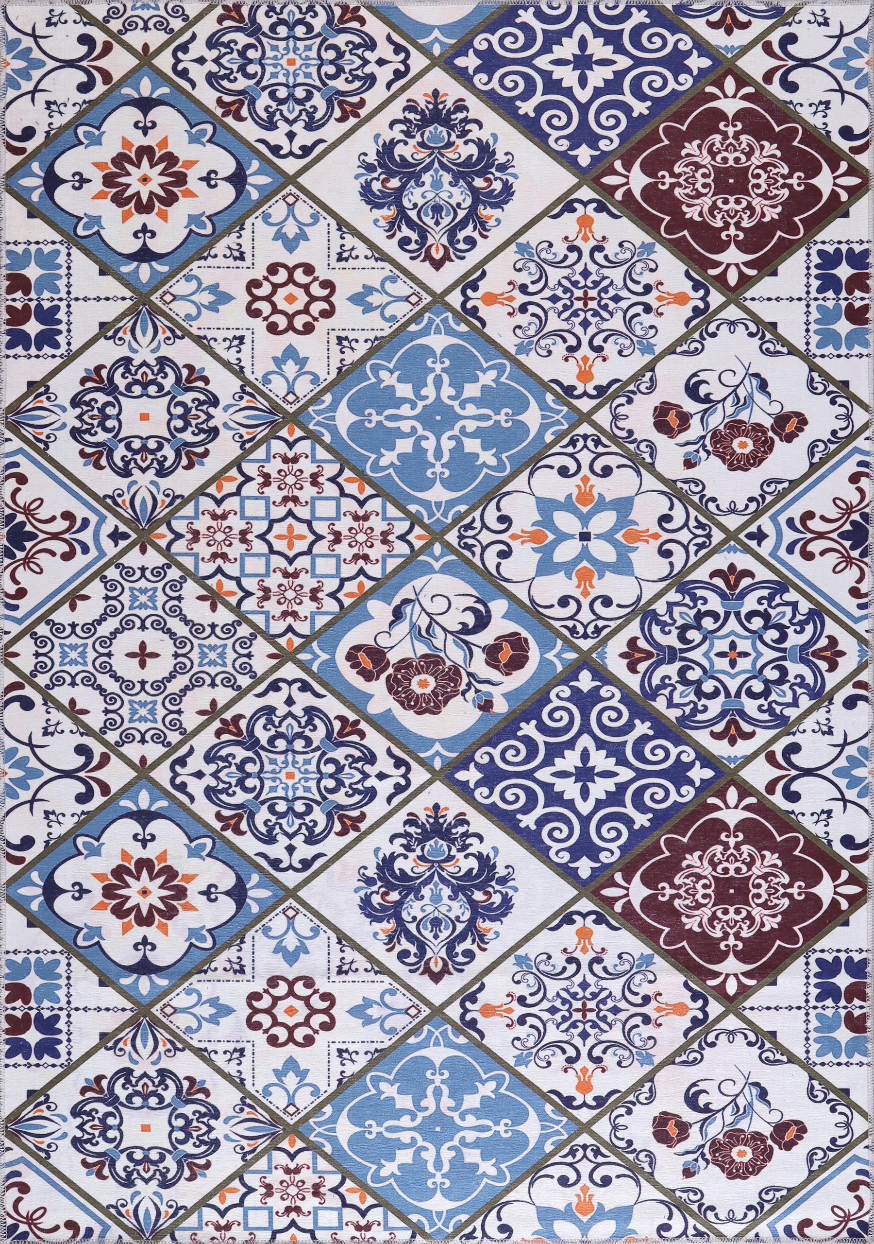 Modern beige floral washable rug by Netline Home, featuring a stylish floral design and durable, machine-washable fabric.