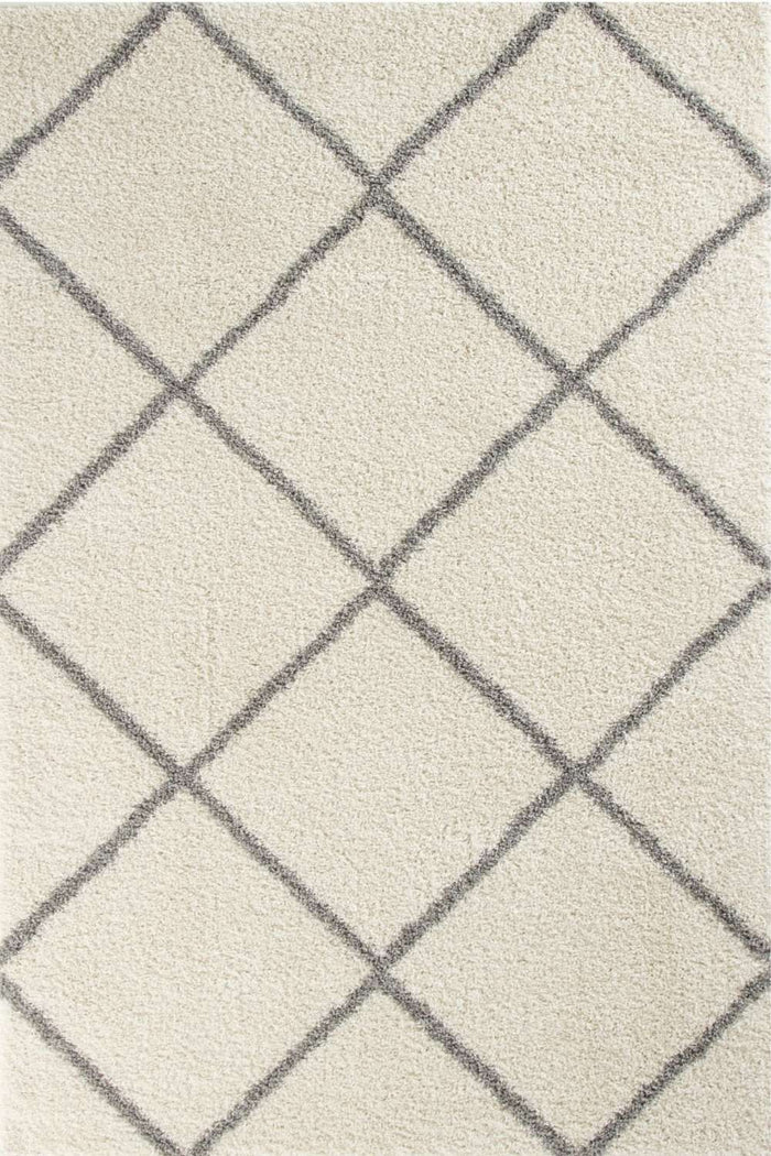 Moroccan Ivory Shaggy Rug – 500 shown in an illustrative room