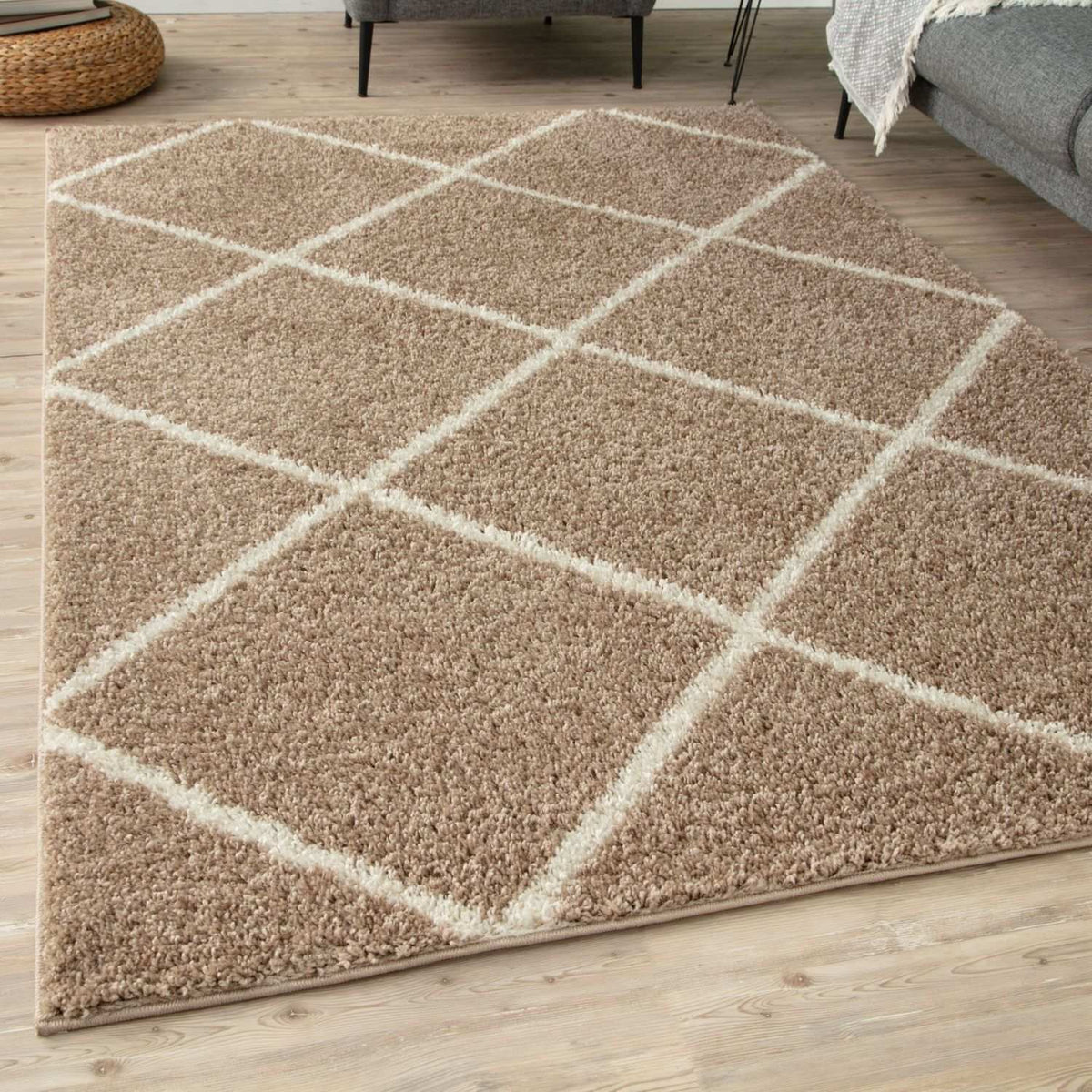 Moroccan Beige Shaggy Rug – 520