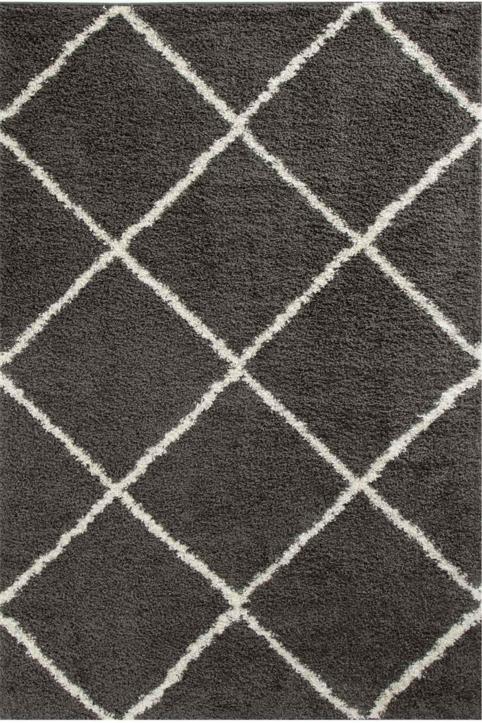 Moroccan Dark Grey Shaggy Rug – 540 shown in an illustrative room