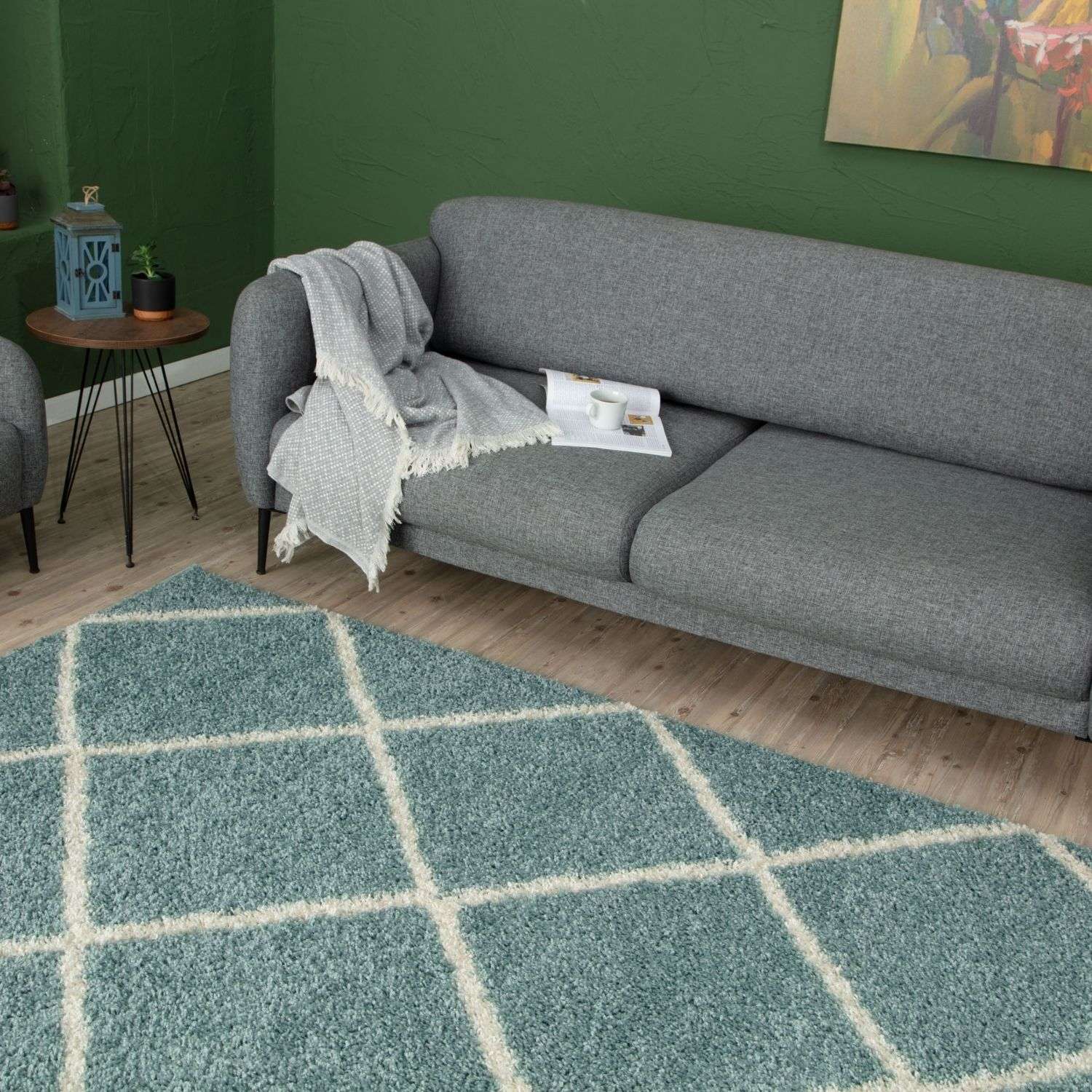 Moroccan Duck Egg Blue Shaggy Rug – 550