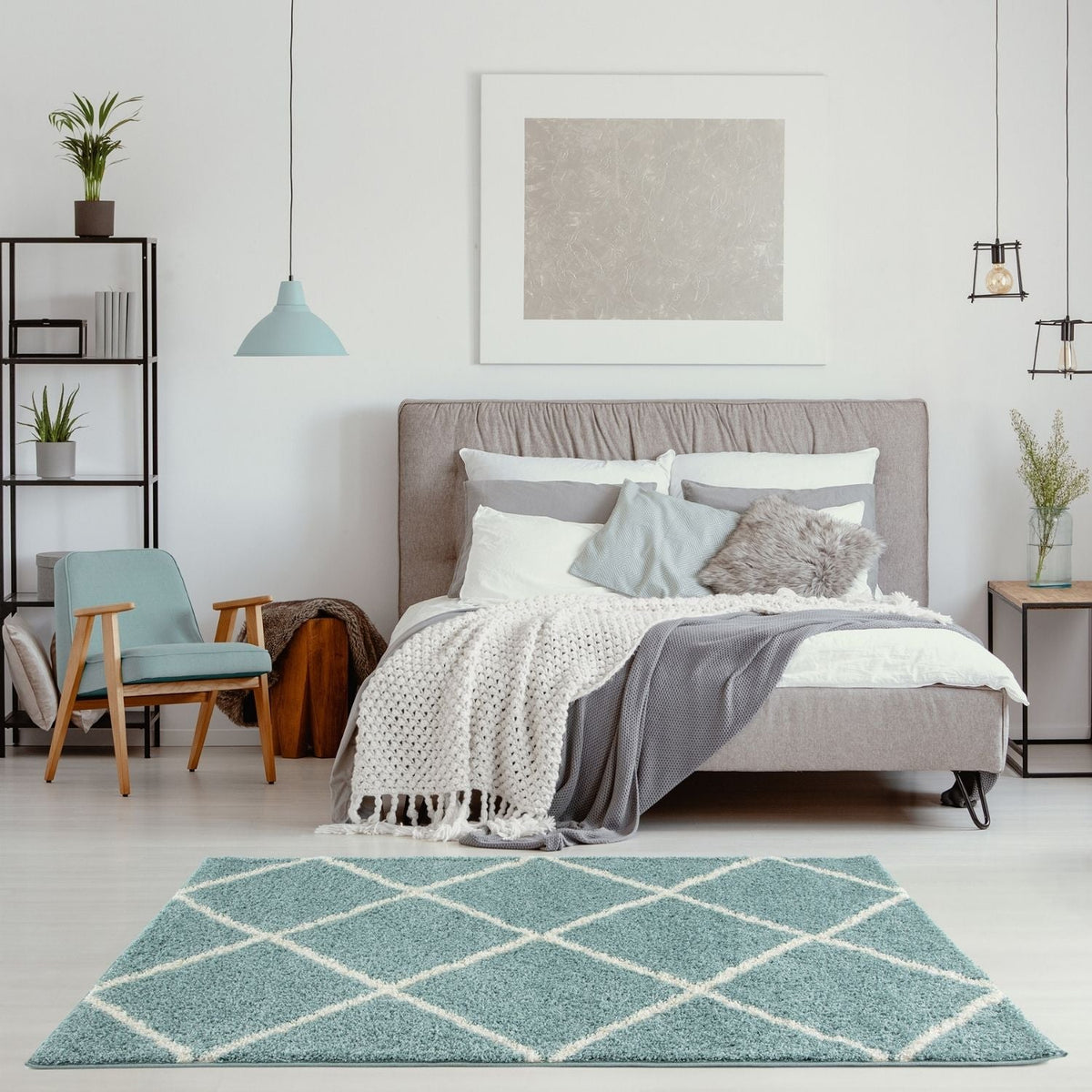Moroccan Duck Egg Blue Shaggy Rug – 550