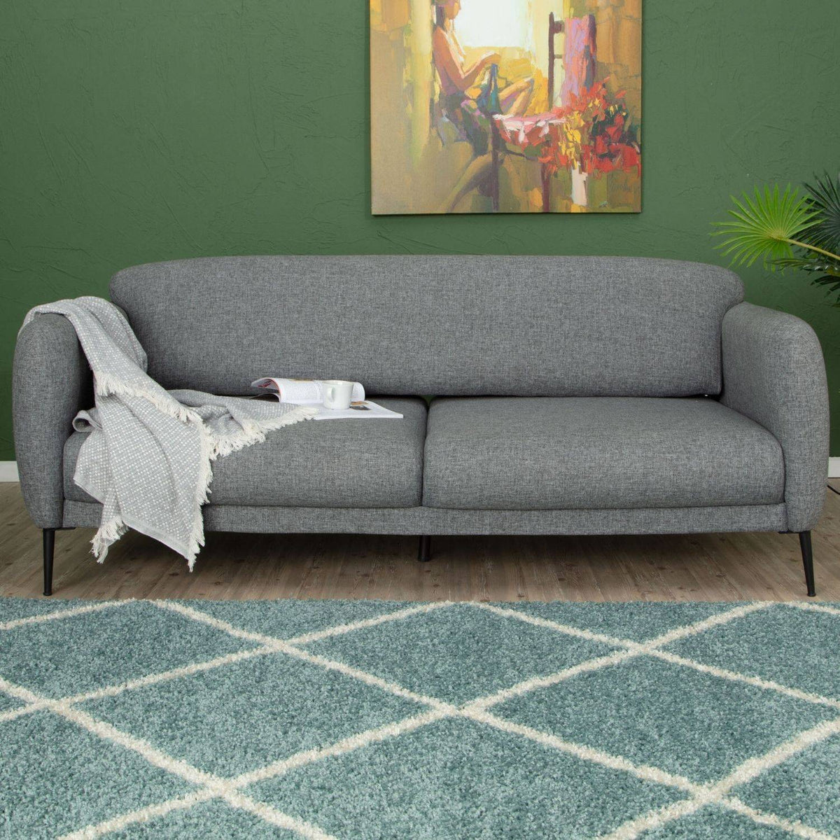 Moroccan Duck Egg Blue Shaggy Rug – 550