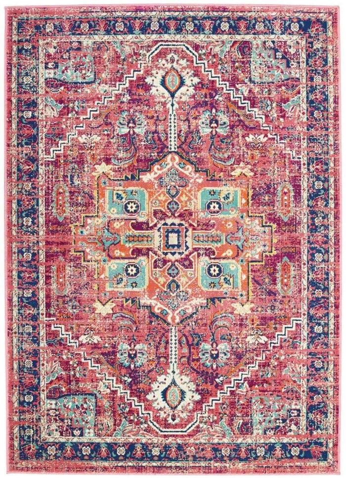 Granada Multicolour Vintage Rug – Ruby shown in an illustrative room