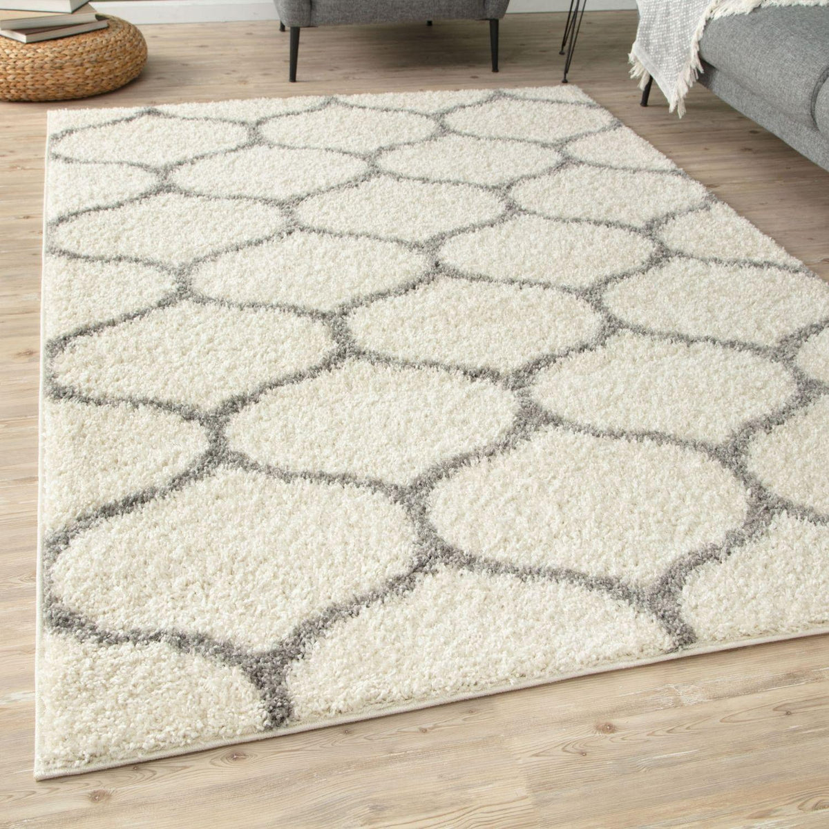 Moroccan Ivory Shaggy Rug – 600