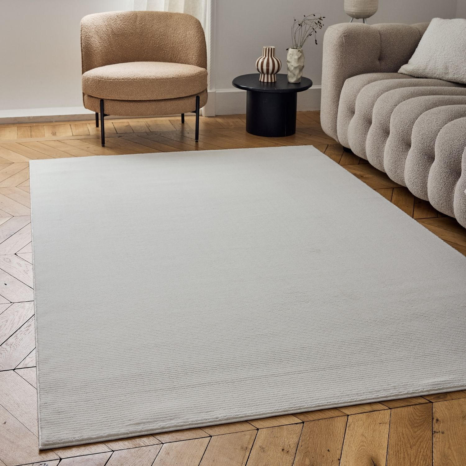 Carmel Cream Striped Rug – 6010