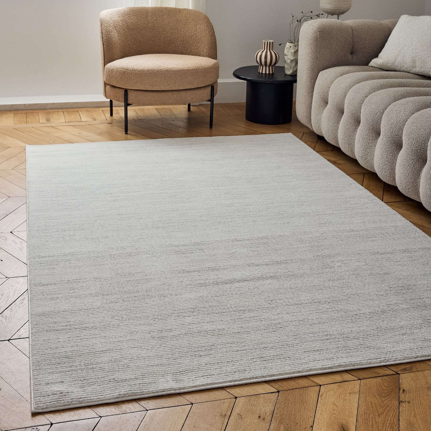 Carmel Cream-Grey Striped Rug – 6010