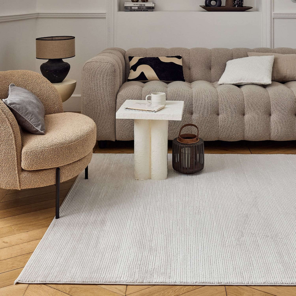 Carmel Beige-Cream Striped Rug – 6020