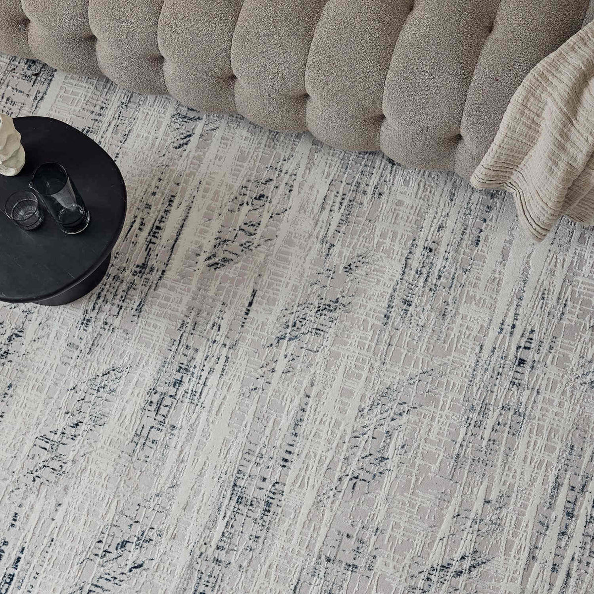 Carmel Cream-Blue Abstract Rug – 6030