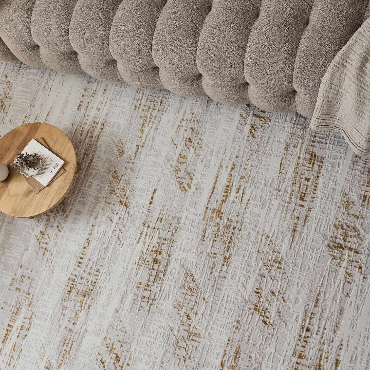 Carmel Cream-Gold Abstract Rug – 6030