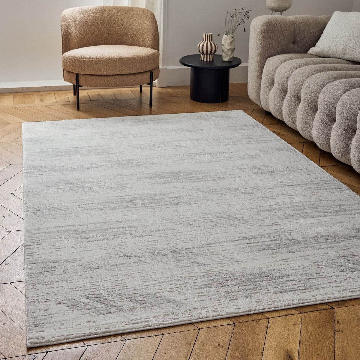 Carmel Cream-Grey Abstract Rug – 6030