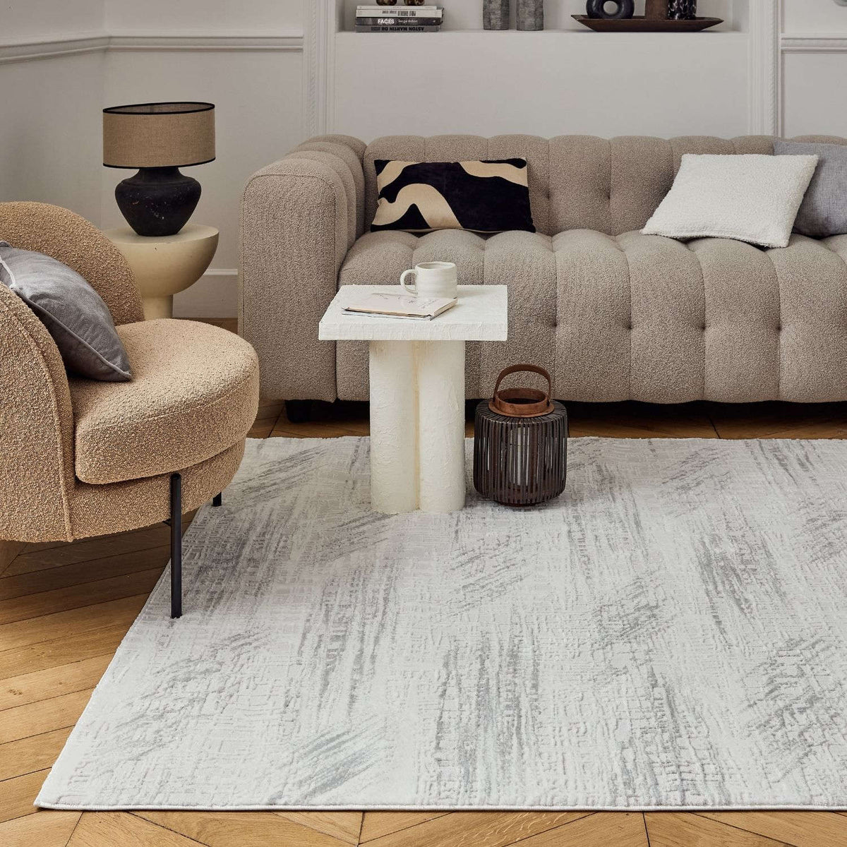 Carmel Cream-Grey Abstract Rug – 6030