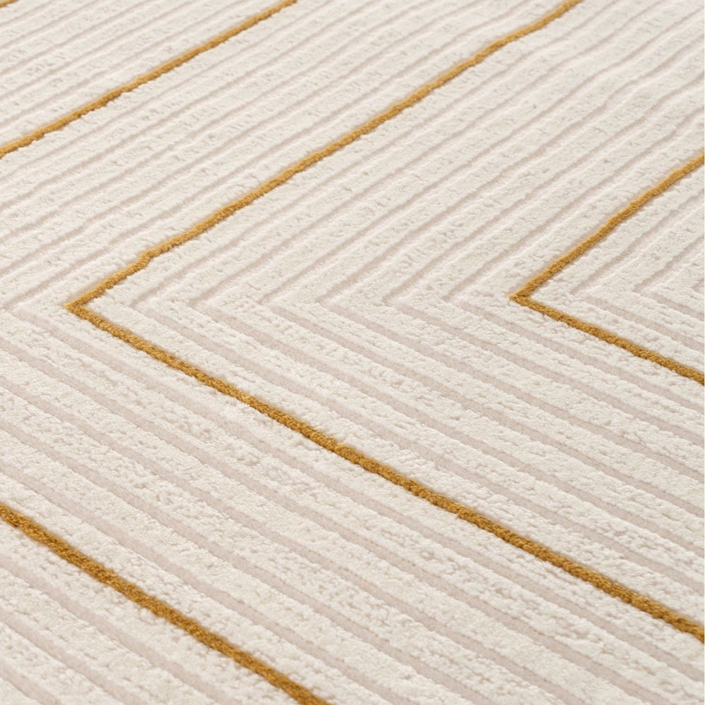 Carmel Cream-Gold Geometric Rug – 6040