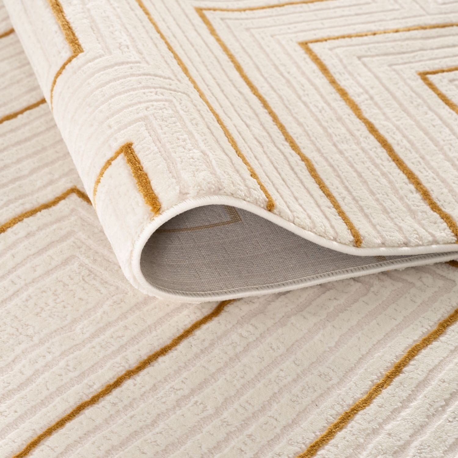 Carmel Cream-Gold Geometric Rug – 6040