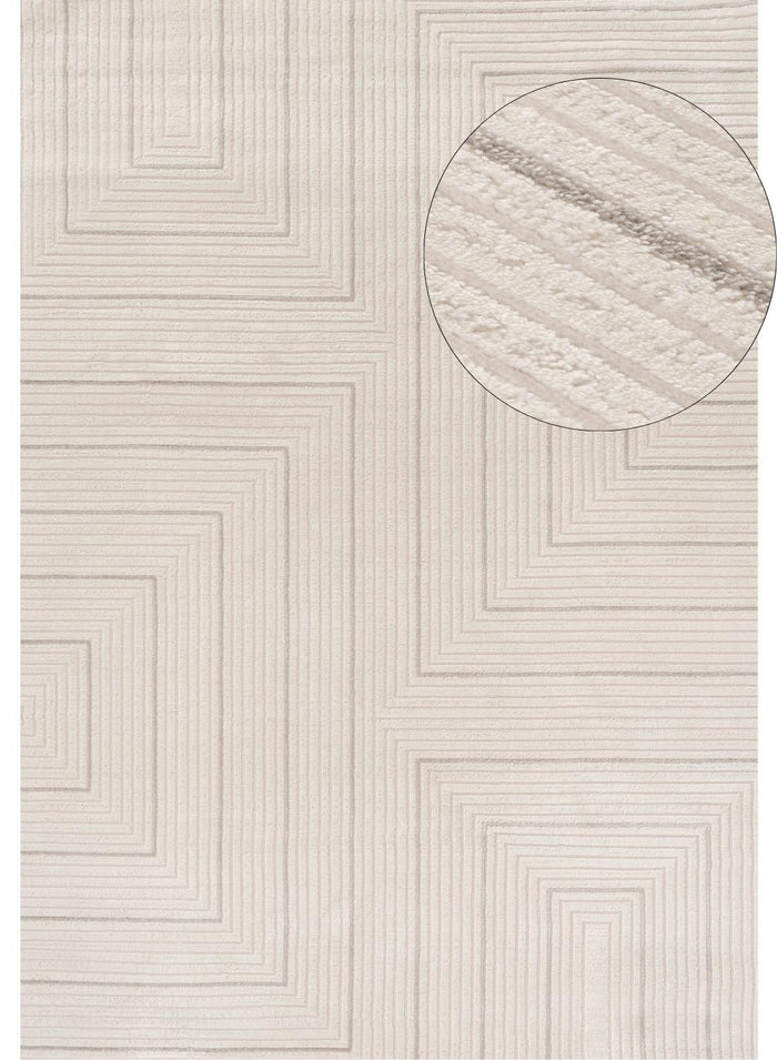 Carmel Cream-Grey Geometric Rug – 6040 shown in an illustrative room