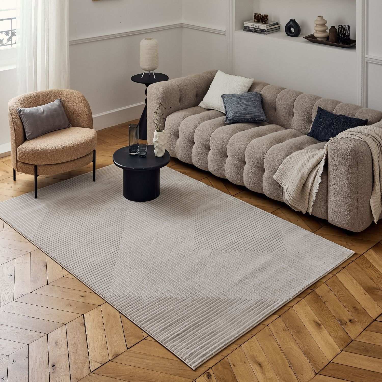 Carmel Beige-Cream Geometric Rug – 6050
