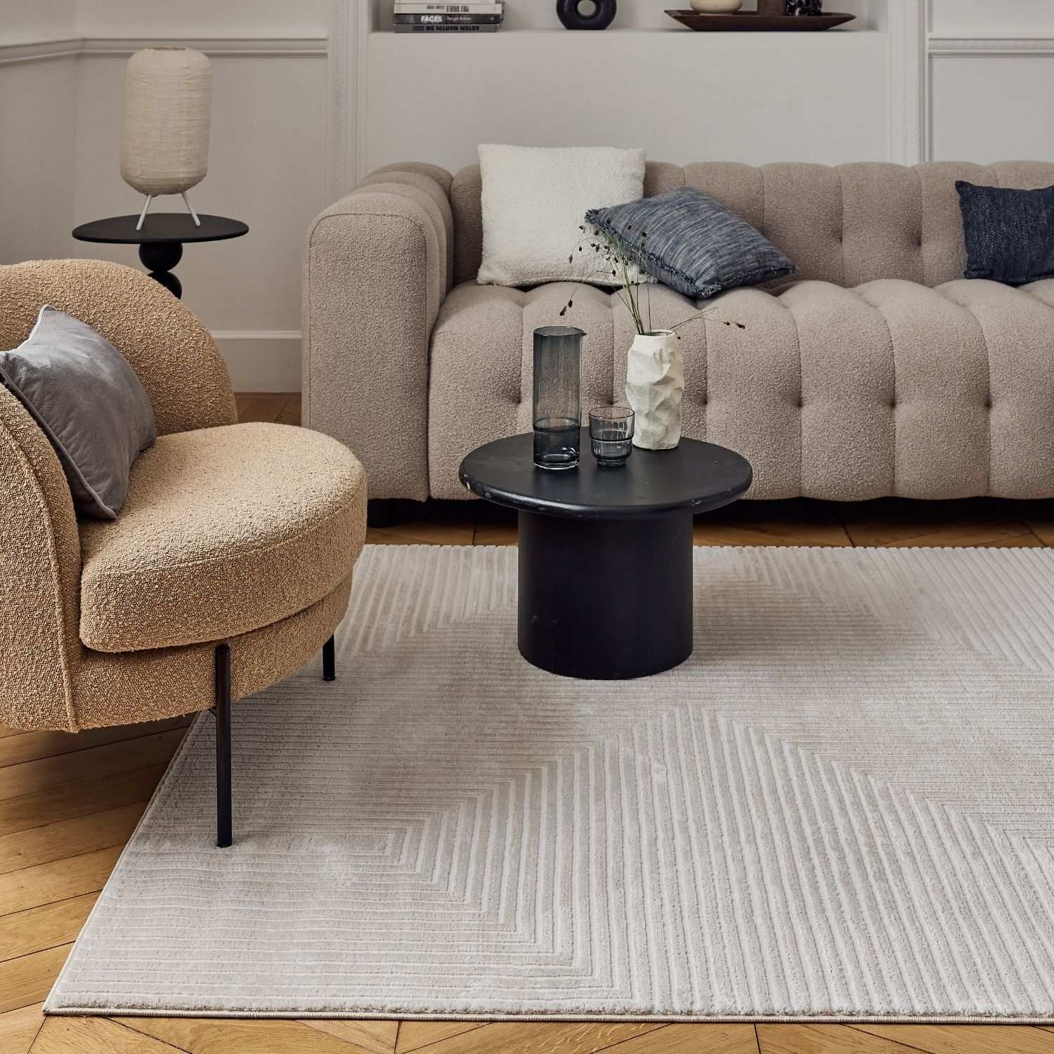 Carmel Beige-Cream Geometric Rug – 6050