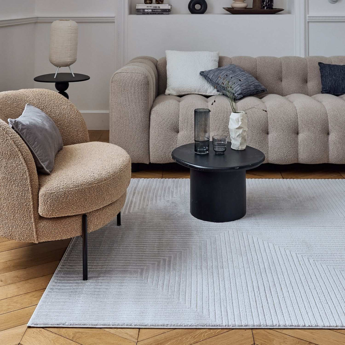 Carmel Grey-Cream Geometric Rug – 6050
