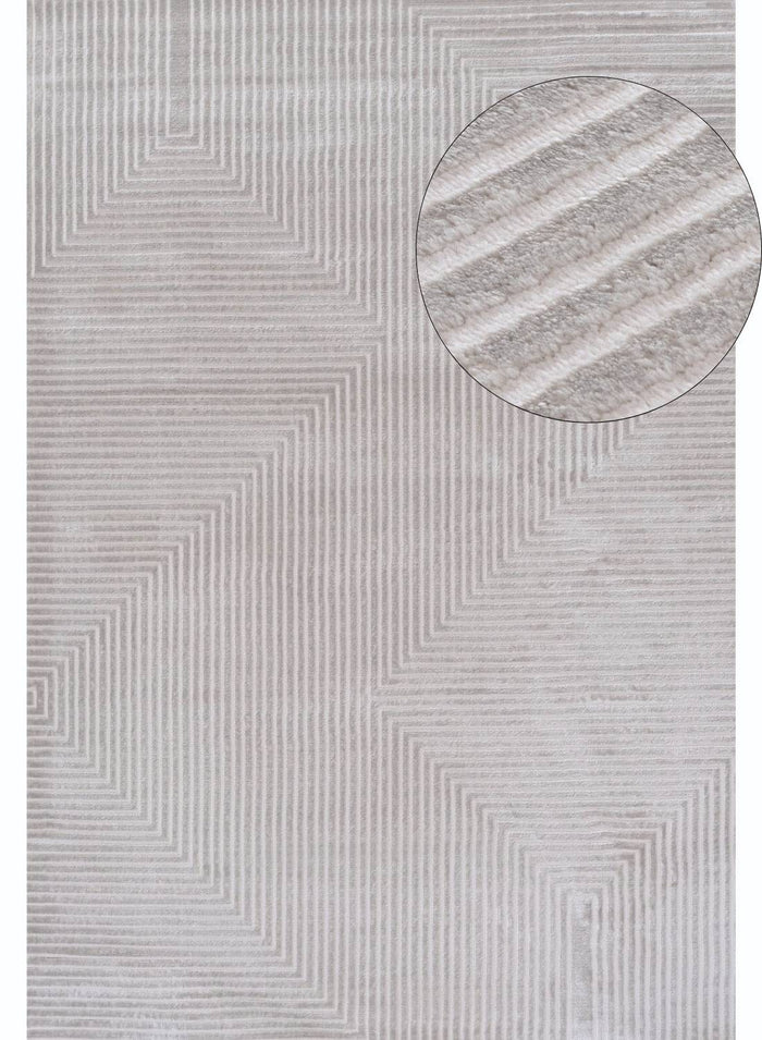 Carmel Grey-Cream Geometric Rug – 6050 shown in an illustrative room
