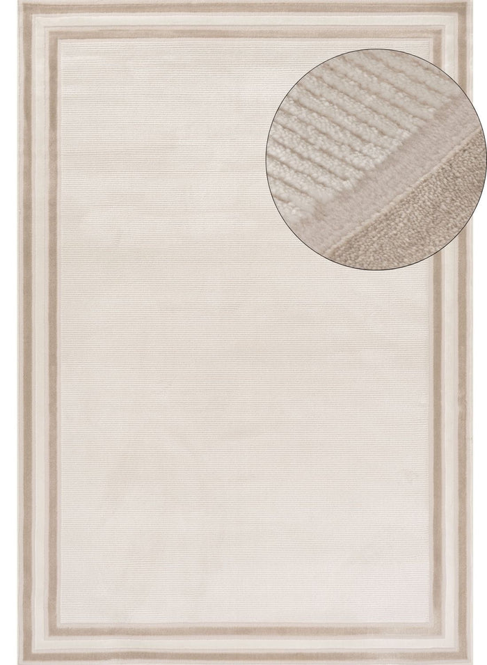 Carmel Cream-Beige Bordered Rug – 6060 shown in an illustrative room