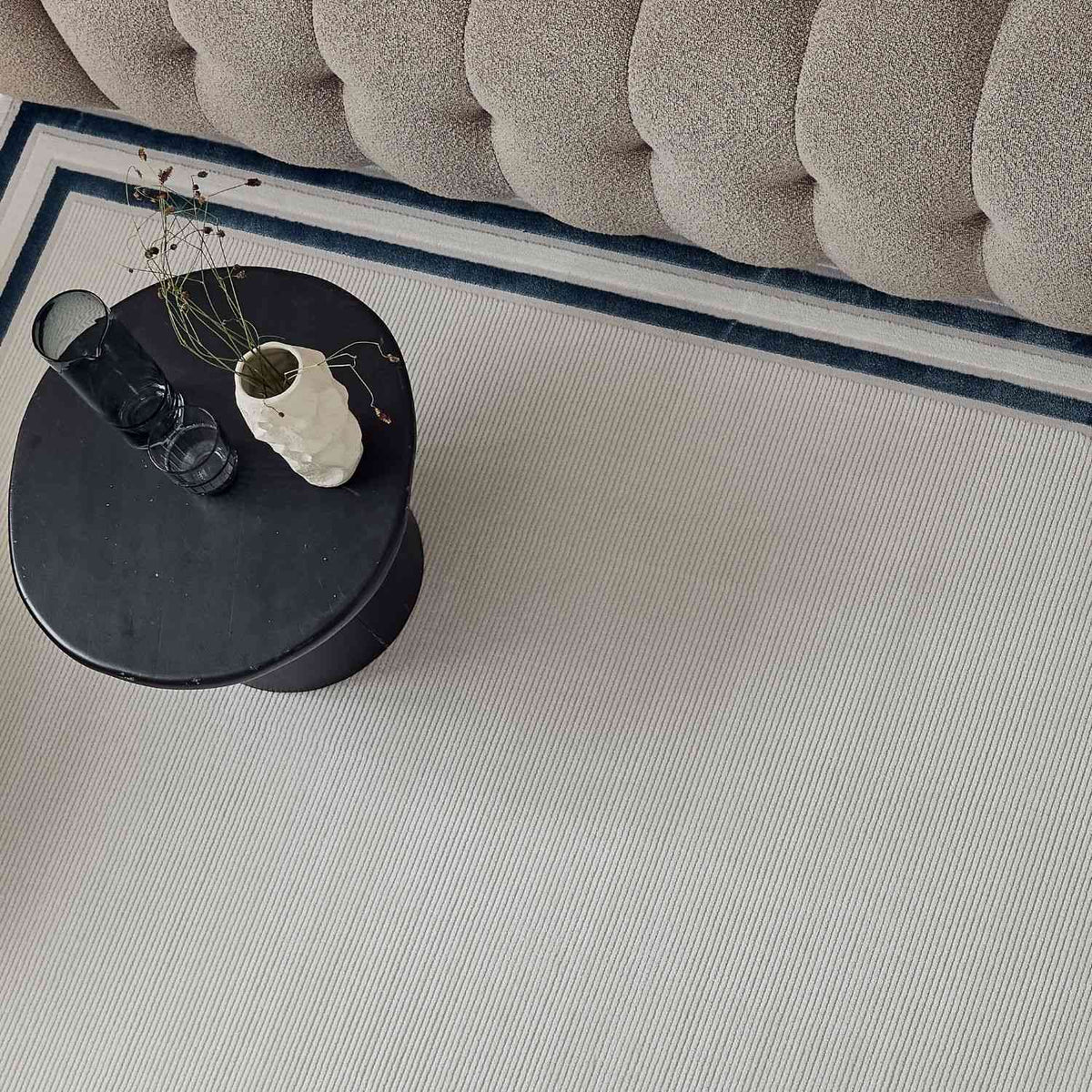 Carmel Cream-Blue Bordered Rug – 6060
