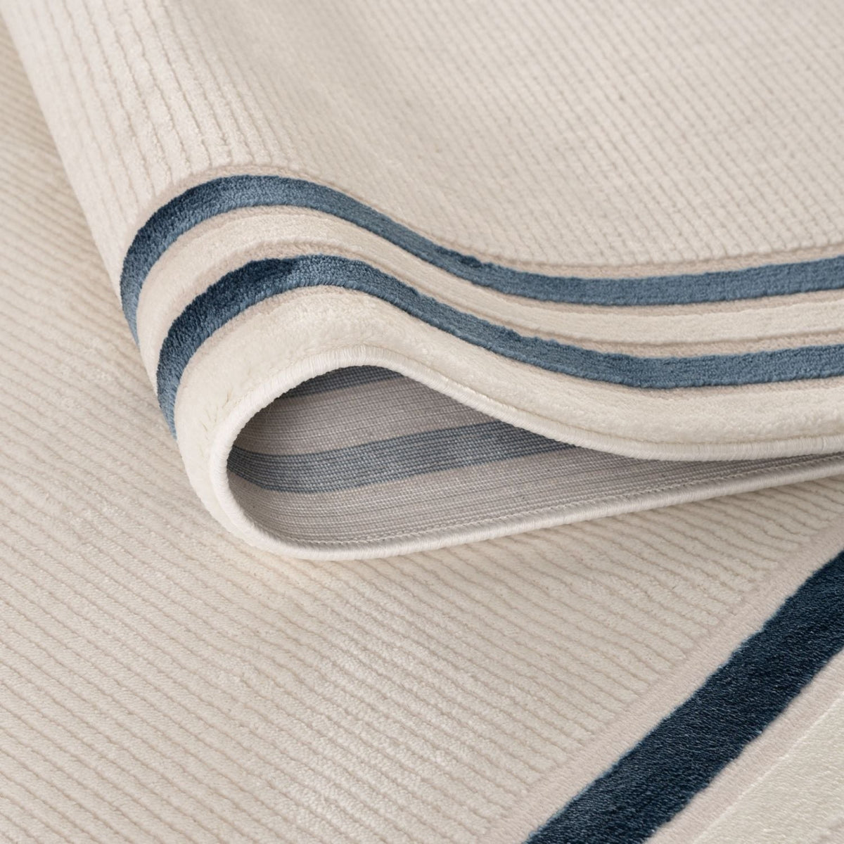 Carmel Cream-Blue Bordered Rug – 6060