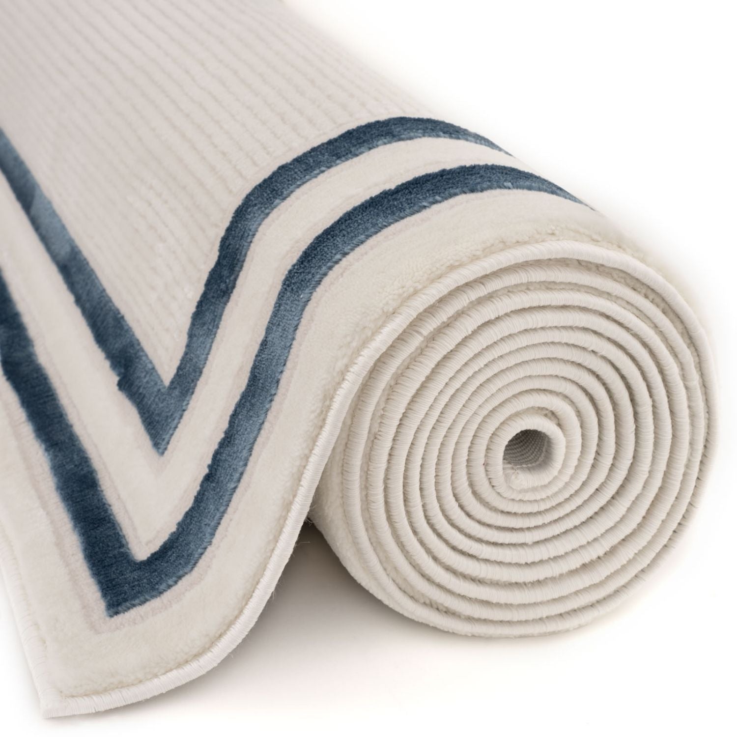 Carmel Cream-Blue Bordered Rug – 6060